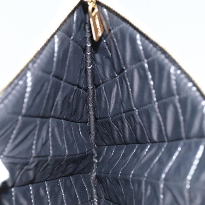 CHANEL Clutch Bag Leather Black Gold CC 93804A