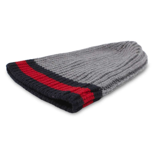 GUCCI Cherie Knit hat Gray/Red/Navy 429753 Wool 100%