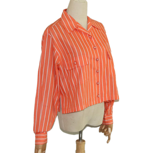 CHANEL Shirt Cotton Orange CC 94245A