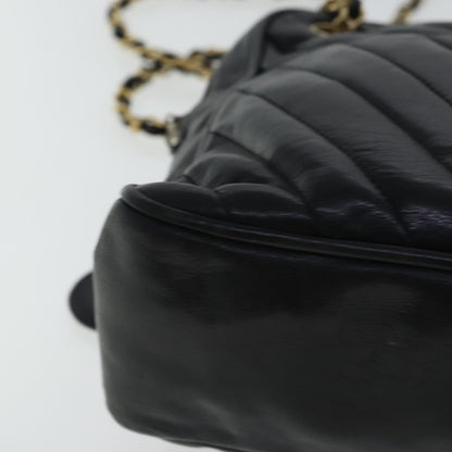 CHANEL Chain Shoulder Bag Leather Black Gold CC 94305