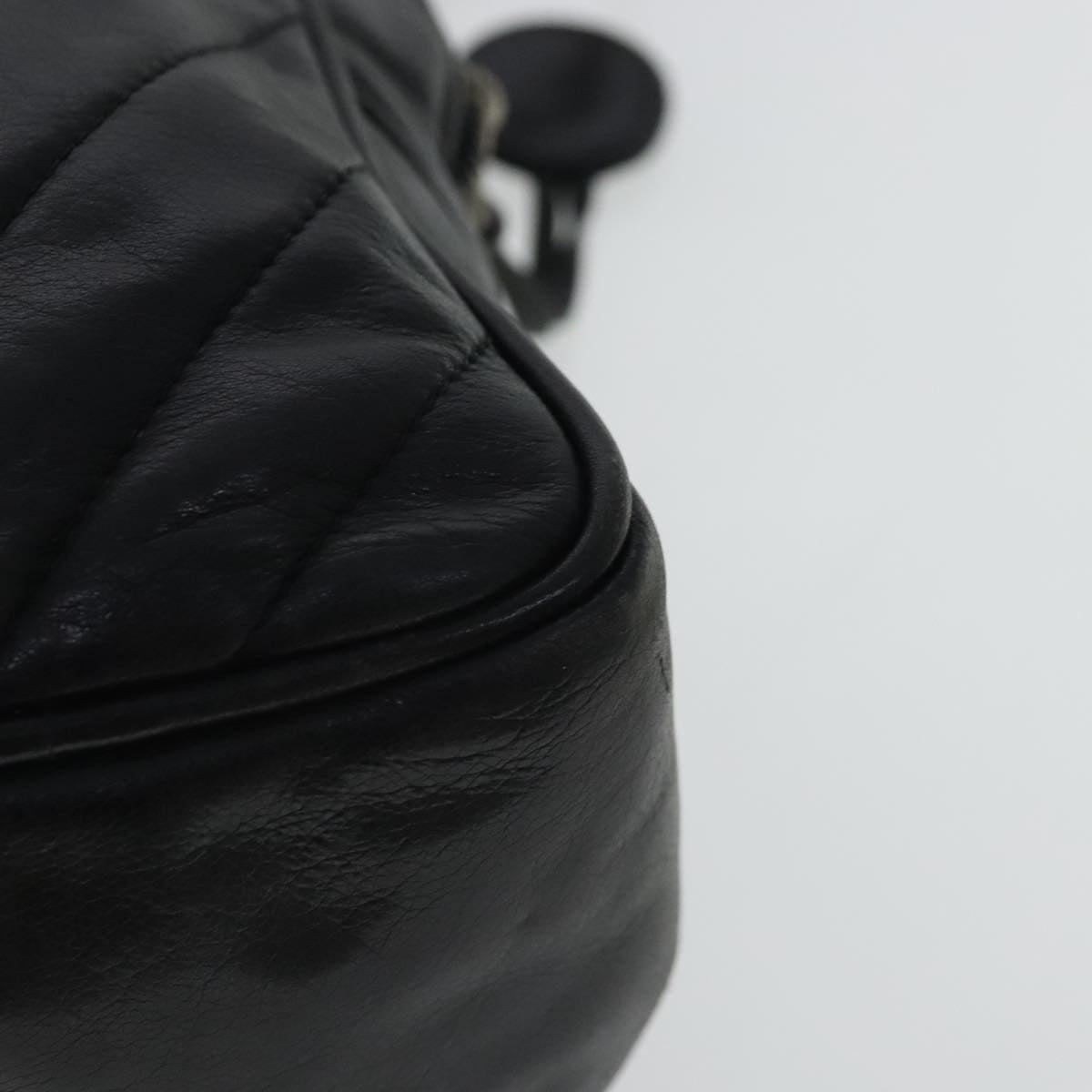 CHANEL Chain Shoulder Bag Leather Black Gold CC 94305
