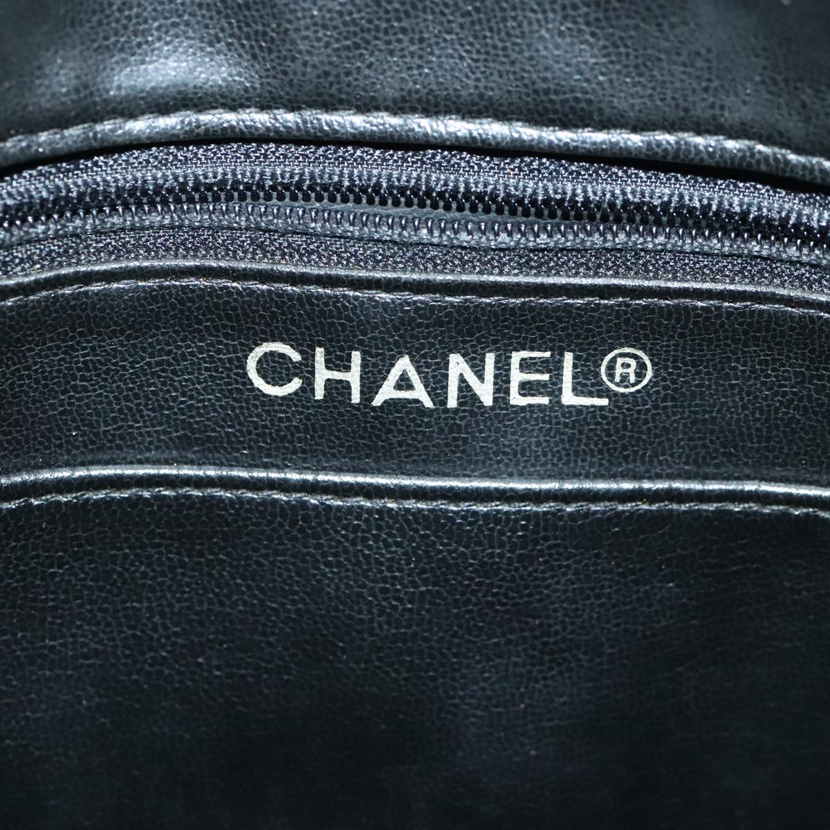 CHANEL Chain Shoulder Bag Leather Black Gold CC 94305