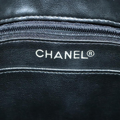 CHANEL Chain Shoulder Bag Leather Black Gold CC 94305