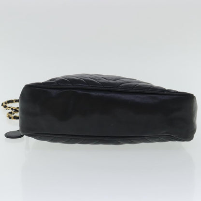 CHANEL Chain Shoulder Bag Leather Black Gold CC 94305