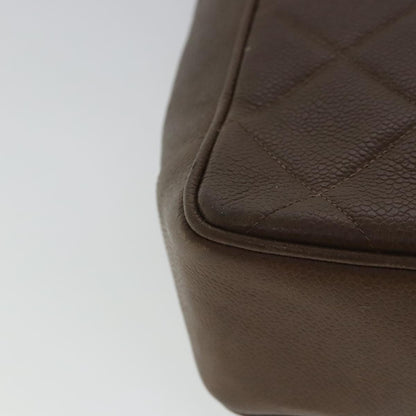 CHANEL Matelasse Chain Shoulder Bag Caviar Skin Brown Gold CC 94306