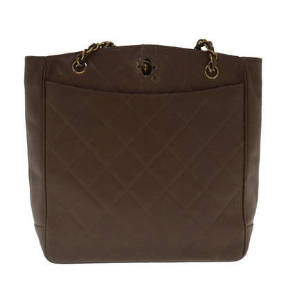 CHANEL Matelasse Chain Shoulder Bag Caviar Skin Brown Gold CC 94306