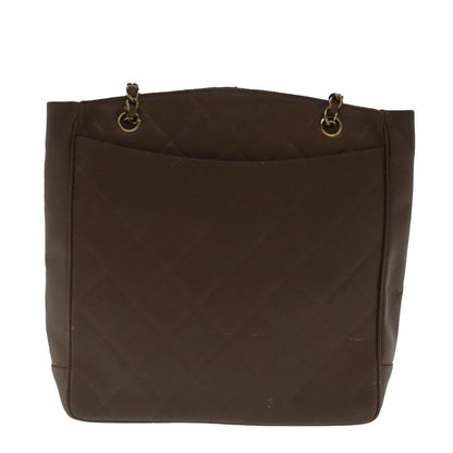 CHANEL Matelasse Chain Shoulder Bag Caviar Skin Brown Gold CC 94306