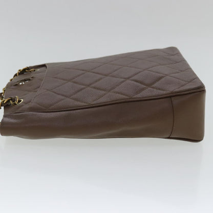 CHANEL Matelasse Chain Shoulder Bag Caviar Skin Brown Gold CC 94306