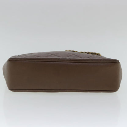 CHANEL Matelasse Chain Shoulder Bag Caviar Skin Brown Gold CC 94306