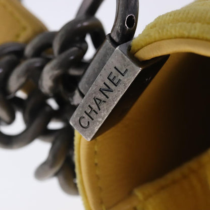 CHANEL Matelasse 20 Chain Boy Chanel Shoulder Bag Velor Yellow CC 94468A