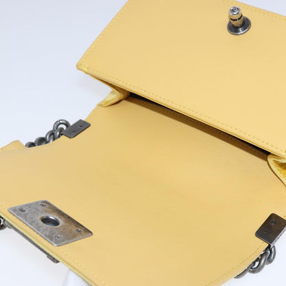 CHANEL Matelasse 20 Chain Boy Chanel Shoulder Bag Velor Yellow CC 94468A
