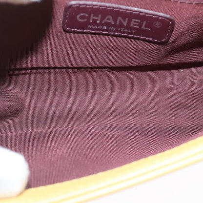 CHANEL Matelasse 20 Chain Boy Chanel Shoulder Bag Velor Yellow CC 94468A