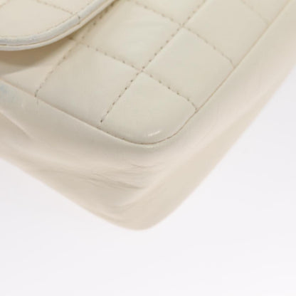 CHANEL Chain East West Shoulder Bag Leather White CC 94488