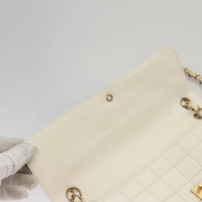 CHANEL Chain East West Shoulder Bag Leather White CC 94488
