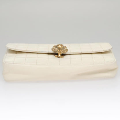 CHANEL Chain East West Shoulder Bag Leather White CC 94488