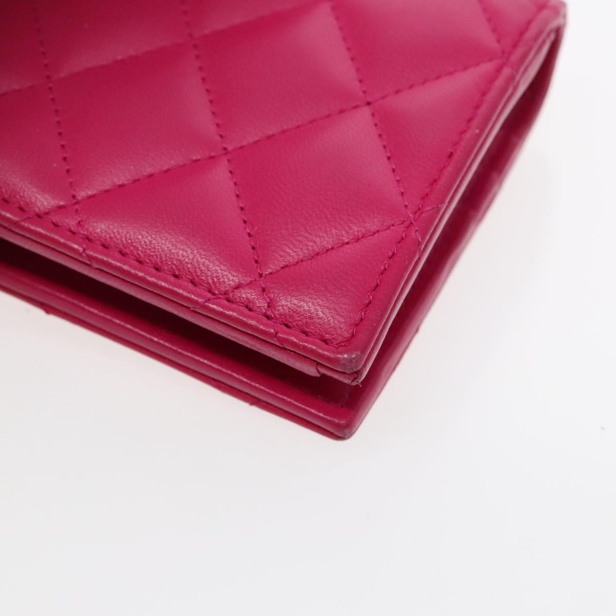 CHANEL Wallet Lamb Skin Pink Gold CC 94678A