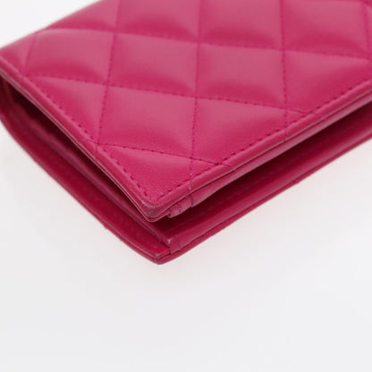 CHANEL Wallet Lamb Skin Pink Gold CC 94678A