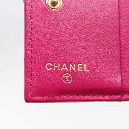 CHANEL Wallet Lamb Skin Pink Gold CC 94678A
