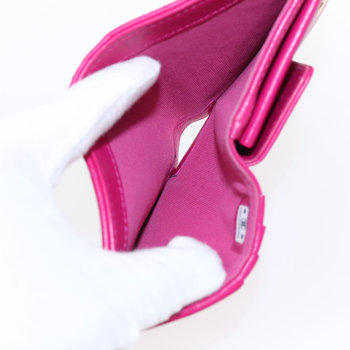 CHANEL Wallet Lamb Skin Pink Gold CC 94678A