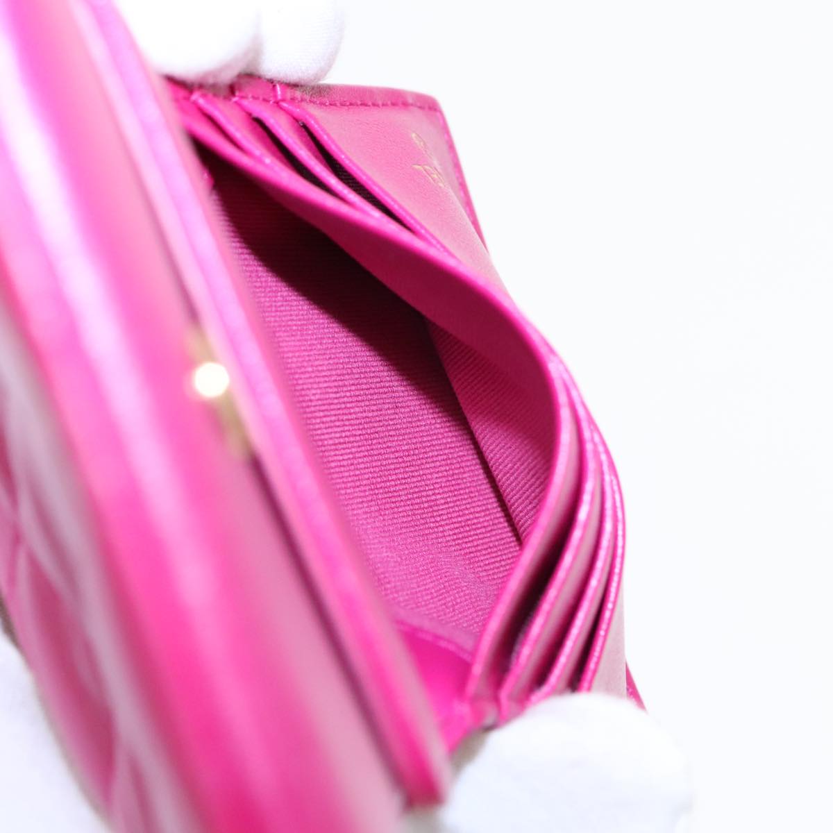 CHANEL Wallet Lamb Skin Pink Gold CC 94678A