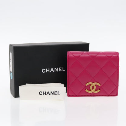 CHANEL Wallet Lamb Skin Pink Gold CC 94678A
