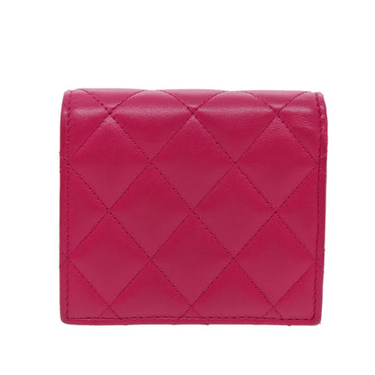 CHANEL Wallet Lamb Skin Pink Gold CC 94678A