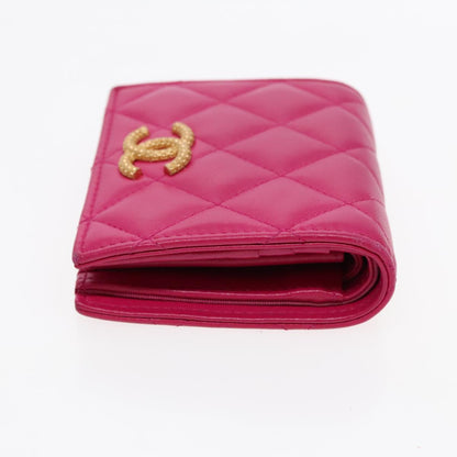 CHANEL Wallet Lamb Skin Pink Gold CC 94678A