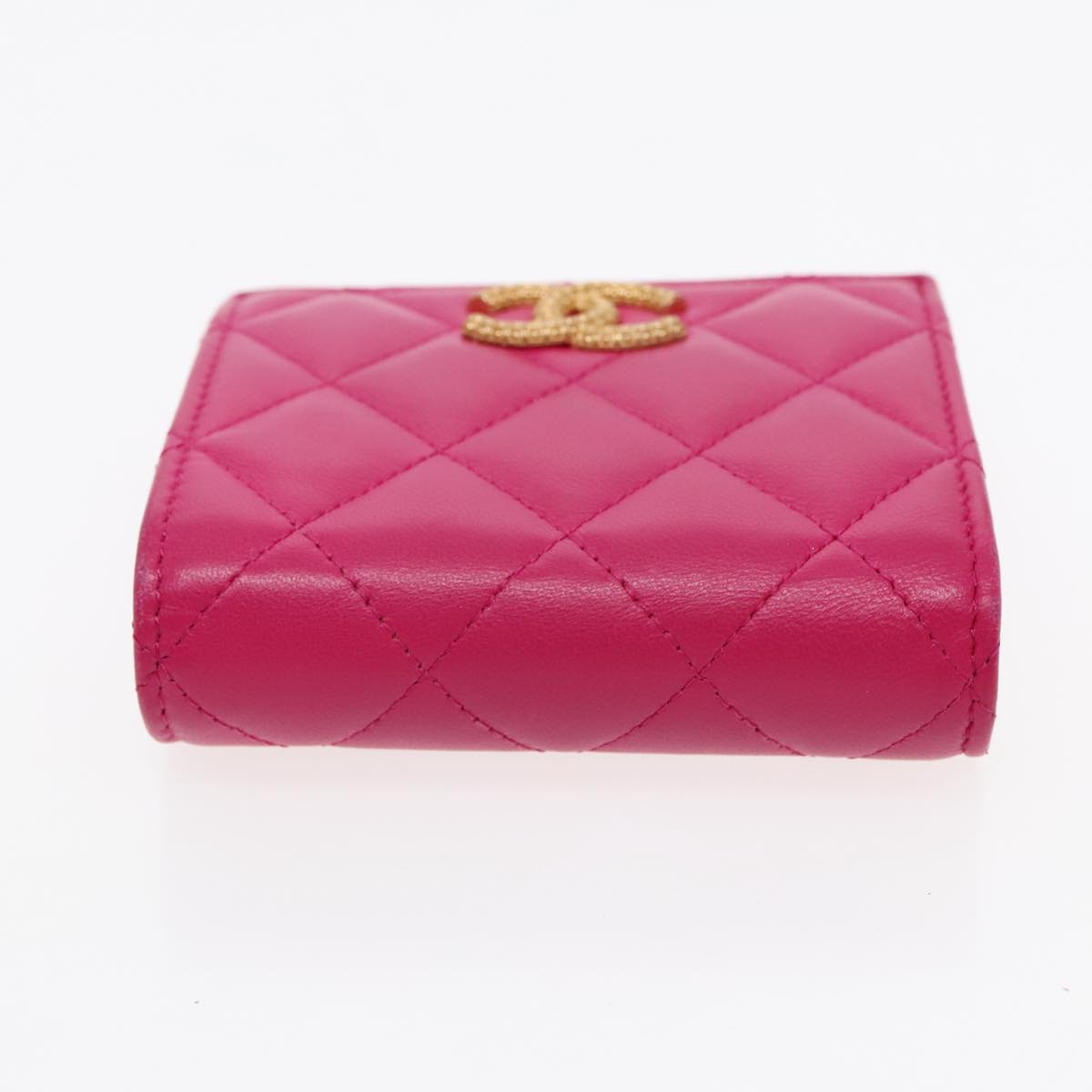 CHANEL Wallet Lamb Skin Pink Gold CC 94678A
