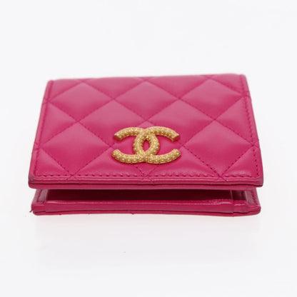 CHANEL Wallet Lamb Skin Pink Gold CC 94678A