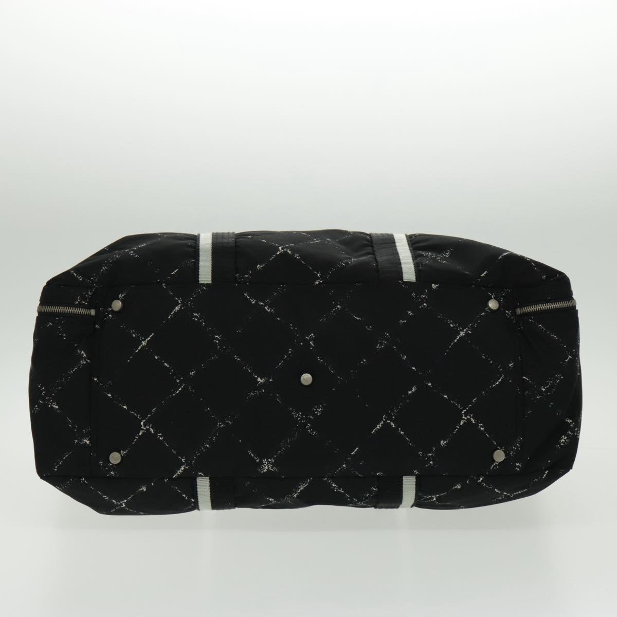 CHANEL Travel Line Boston Bag Nylon Black Silver CC 94723