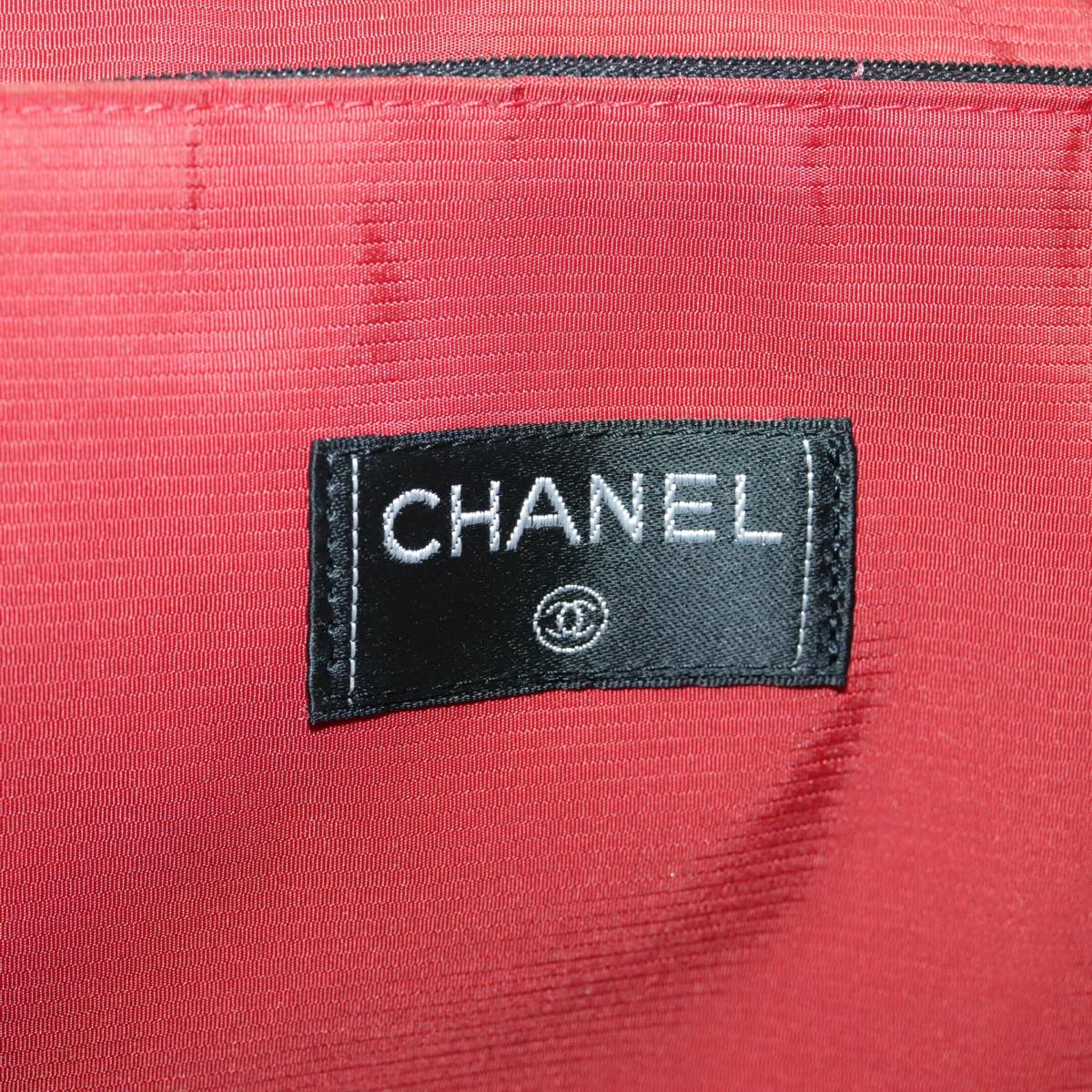CHANEL Travel Line Boston Bag Nylon Black Silver CC 94723