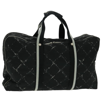 CHANEL Travel Line Boston Bag Nylon Black Silver CC 94723