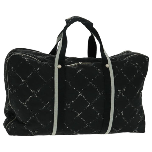 CHANEL Travel Line Boston Bag Nylon Black Silver CC 94723