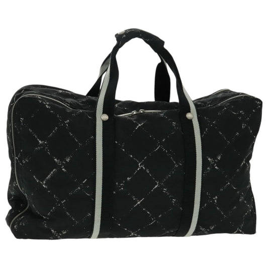 CHANEL Travel Line Boston Bag Nylon Black Silver CC 94723