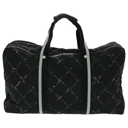 CHANEL Travel Line Boston Bag Nylon Black Silver CC 94723