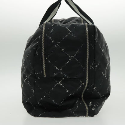 CHANEL Travel Line Boston Bag Nylon Black Silver CC 94723