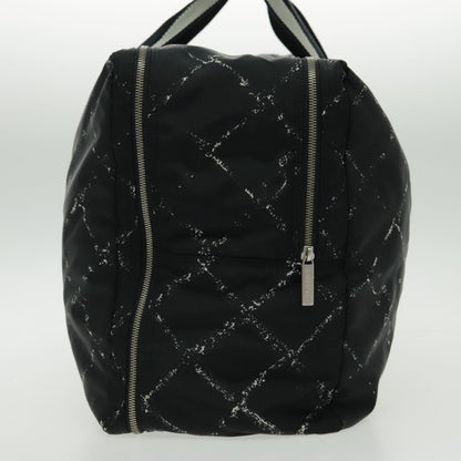 CHANEL Travel Line Boston Bag Nylon Black Silver CC 94723