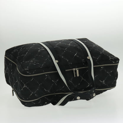 CHANEL Travel Line Boston Bag Nylon Black Silver CC 94723