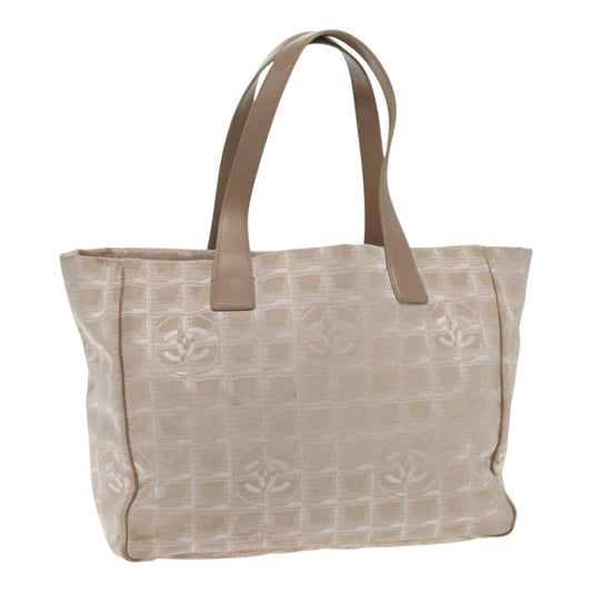 CHANEL New Travel line Tote Bag Nylon Beige CC 94803