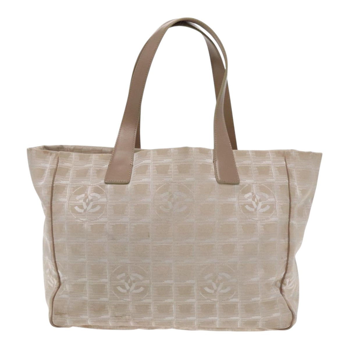 CHANEL New Travel line Tote Bag Nylon Beige CC 94803