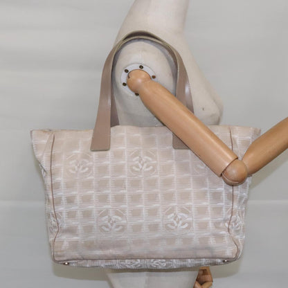 CHANEL New Travel line Tote Bag Nylon Beige CC 94803