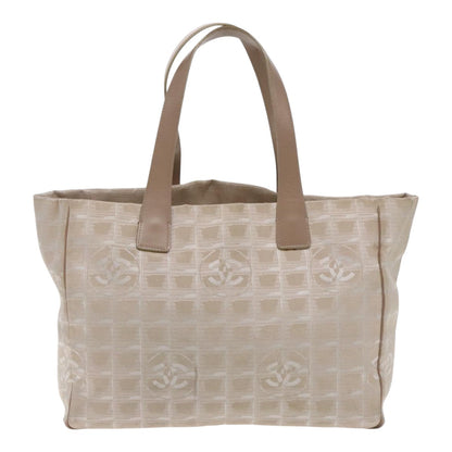 CHANEL New Travel line Tote Bag Nylon Beige CC 94803