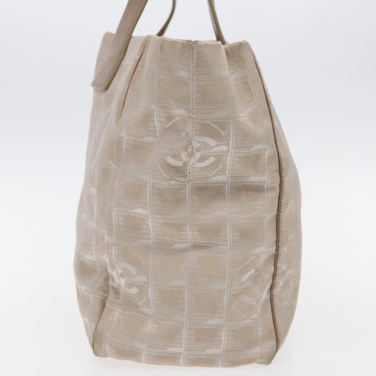 CHANEL New Travel line Tote Bag Nylon Beige CC 94803