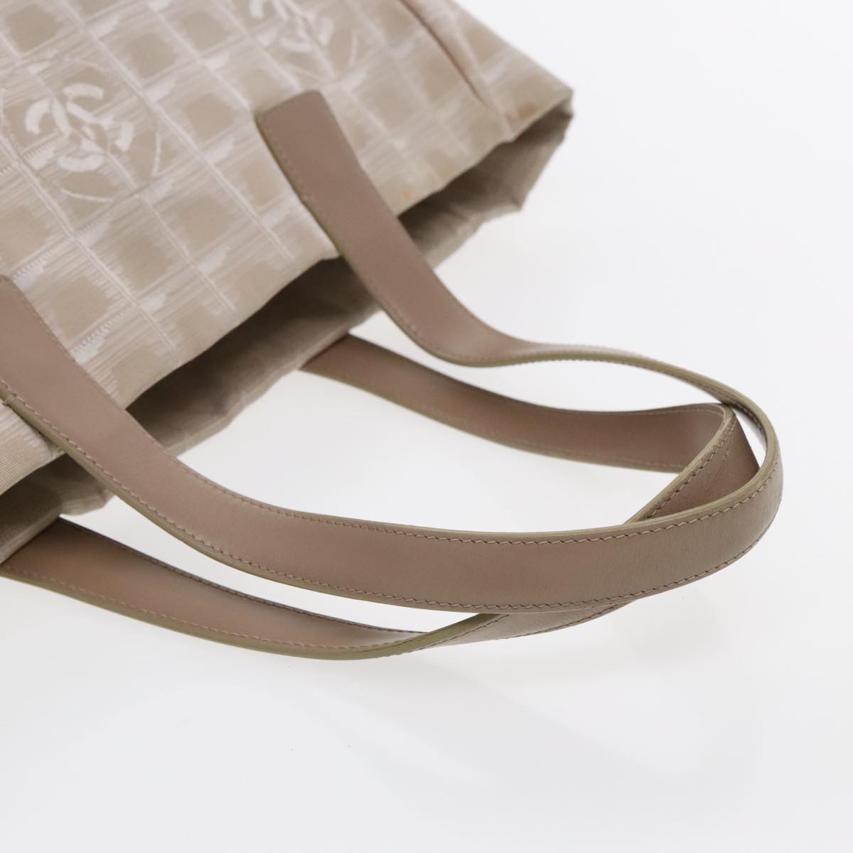 CHANEL New Travel line Tote Bag Nylon Beige CC 94803