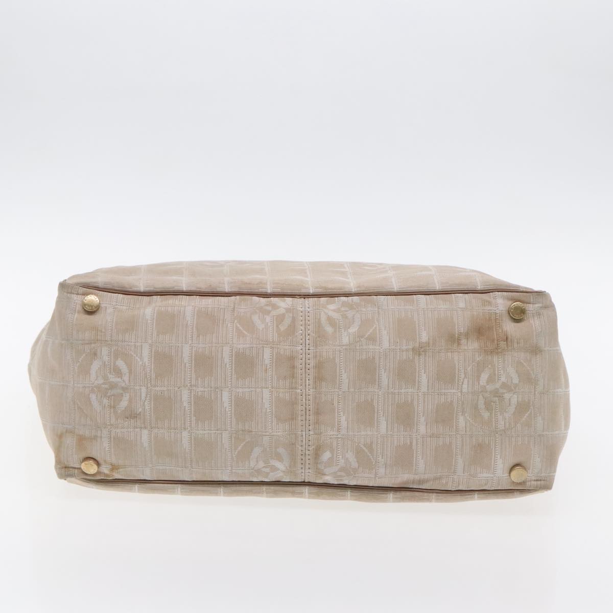 CHANEL New Travel line Tote Bag Nylon Beige CC 94803