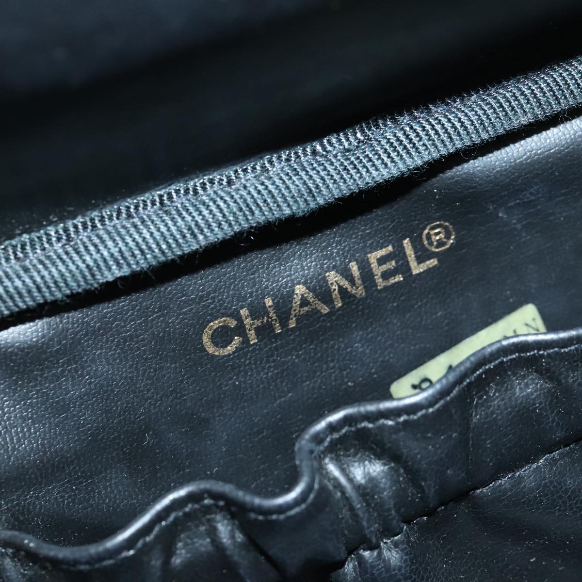 CHANEL Vanity COCO Mark Pouch Caviar Skin Wine Red Gold CC 95362