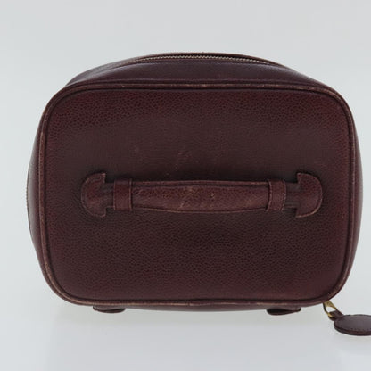 CHANEL Vanity COCO Mark Pouch Caviar Skin Wine Red Gold CC 95362