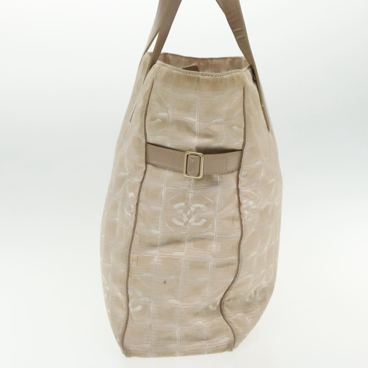 CHANEL New Travel line Tote Bag Nylon Beige Gold CC 95463