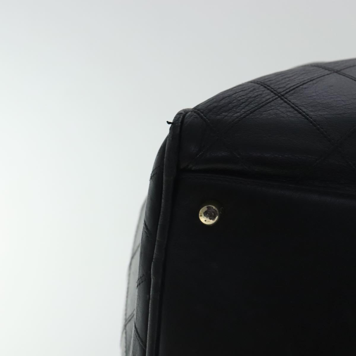 CHANEL Bicolore Boston Bag Leather Black Gold CC 95529