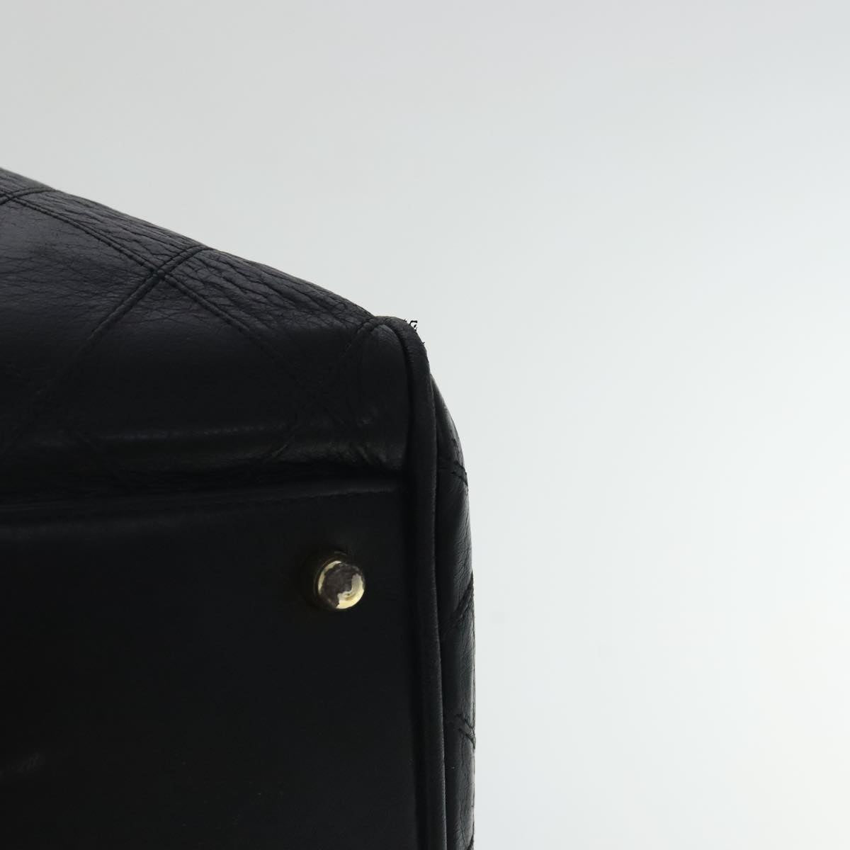 CHANEL Bicolore Boston Bag Leather Black Gold CC 95529